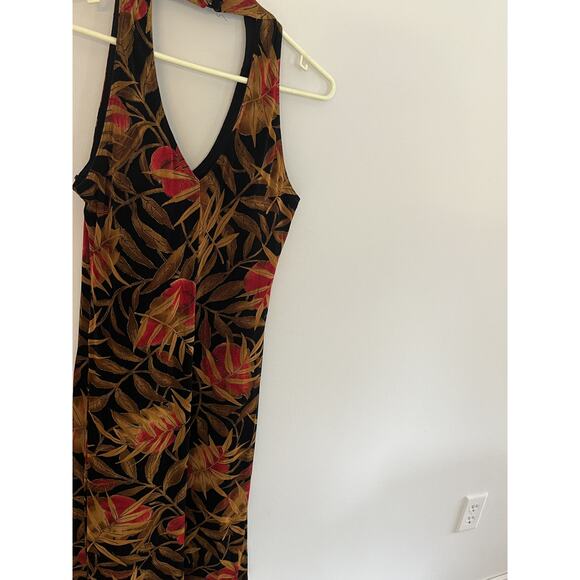 Jessica Howard Vtg Womens 10 Halter Long Dress Sheath Black Floral Party Resort - Picture 5 of 9